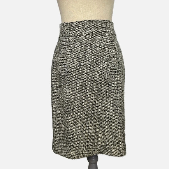 365 Brooks Brothers Pencil Skirt Tweed Gold Metallic Thread Lined Size 4 Fall - Picture 2 of 11